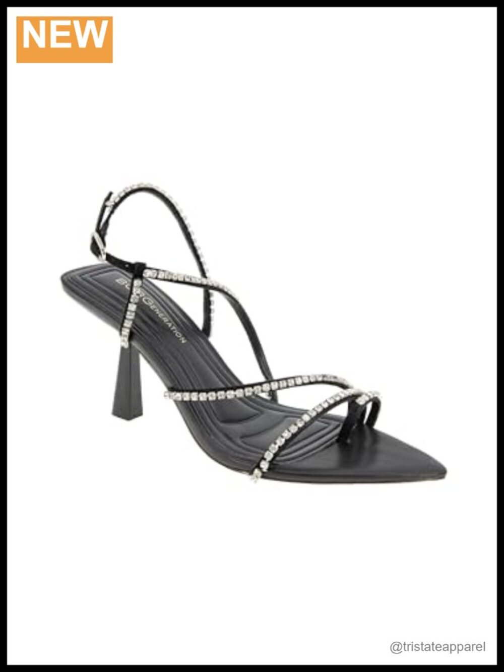 Pointed Toe Stiletto Heel Sandals with Rhinestone Strappy Upper